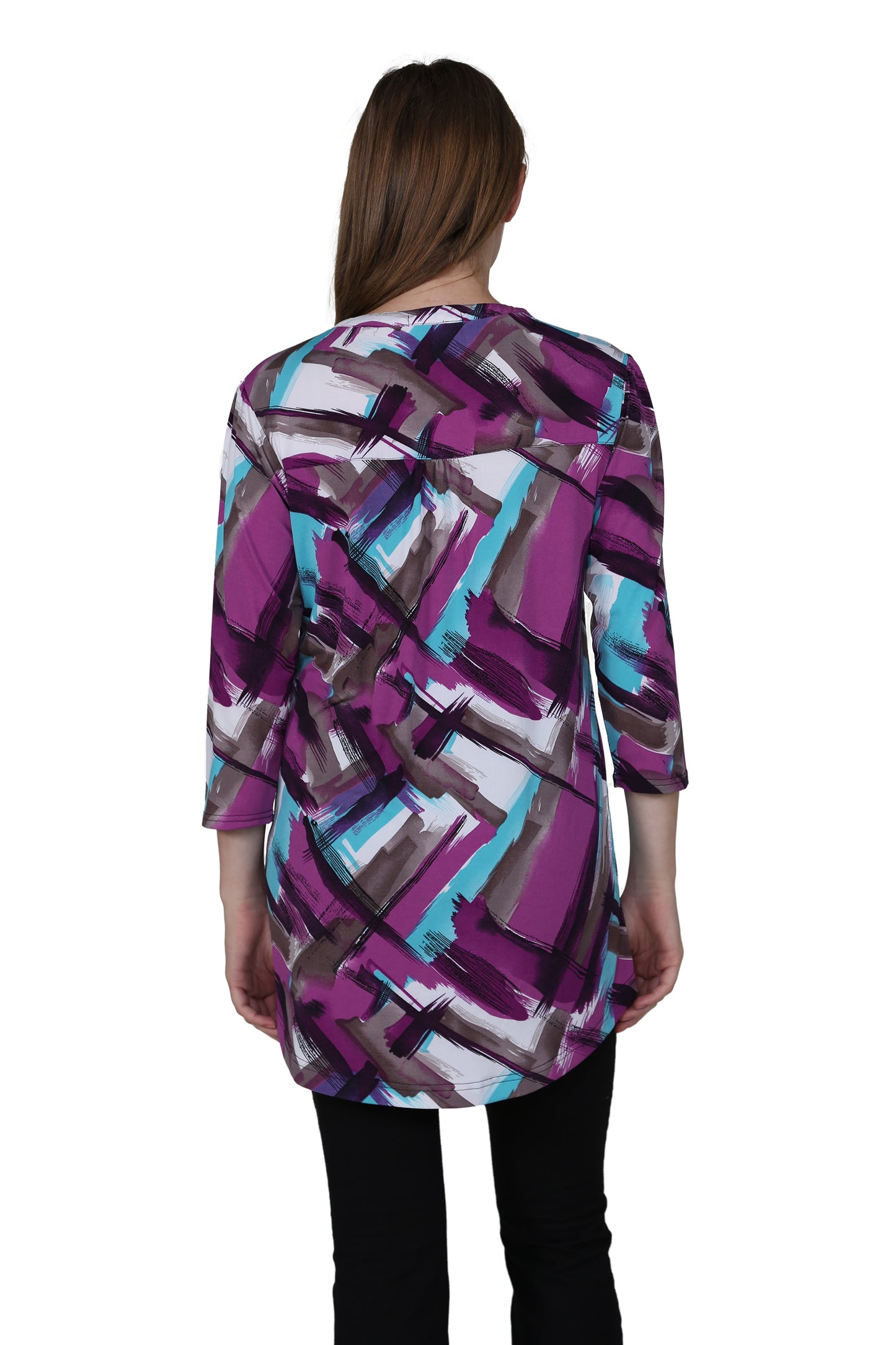 La Cera Pleat Front Geometric Printed Tunic - La Cera