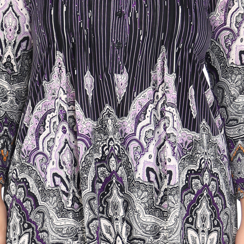 Plus Size La Cera Empire Paisley Print Tunic