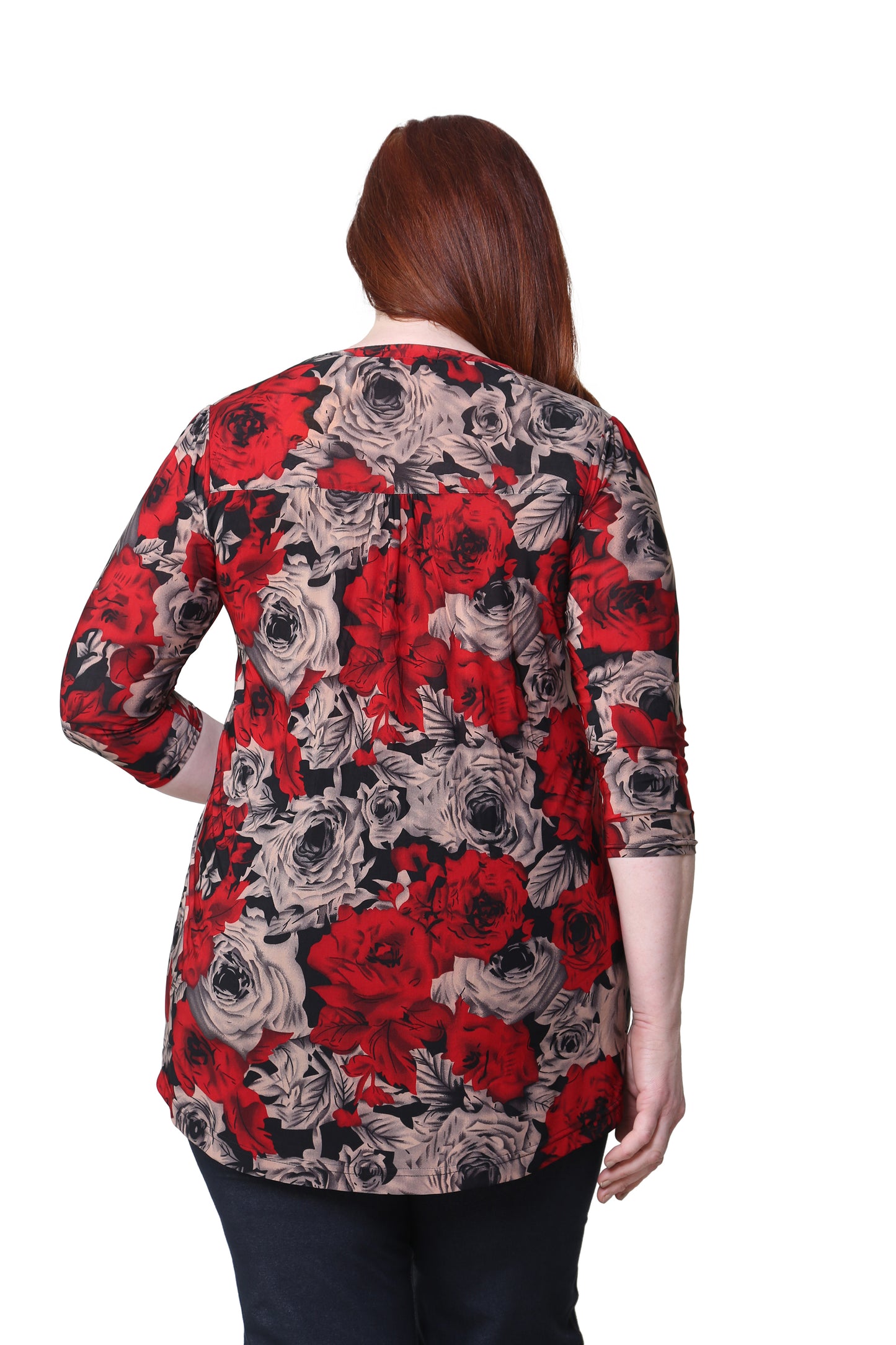 Túnica con estampado de rosas de medianoche La Cera talla grande