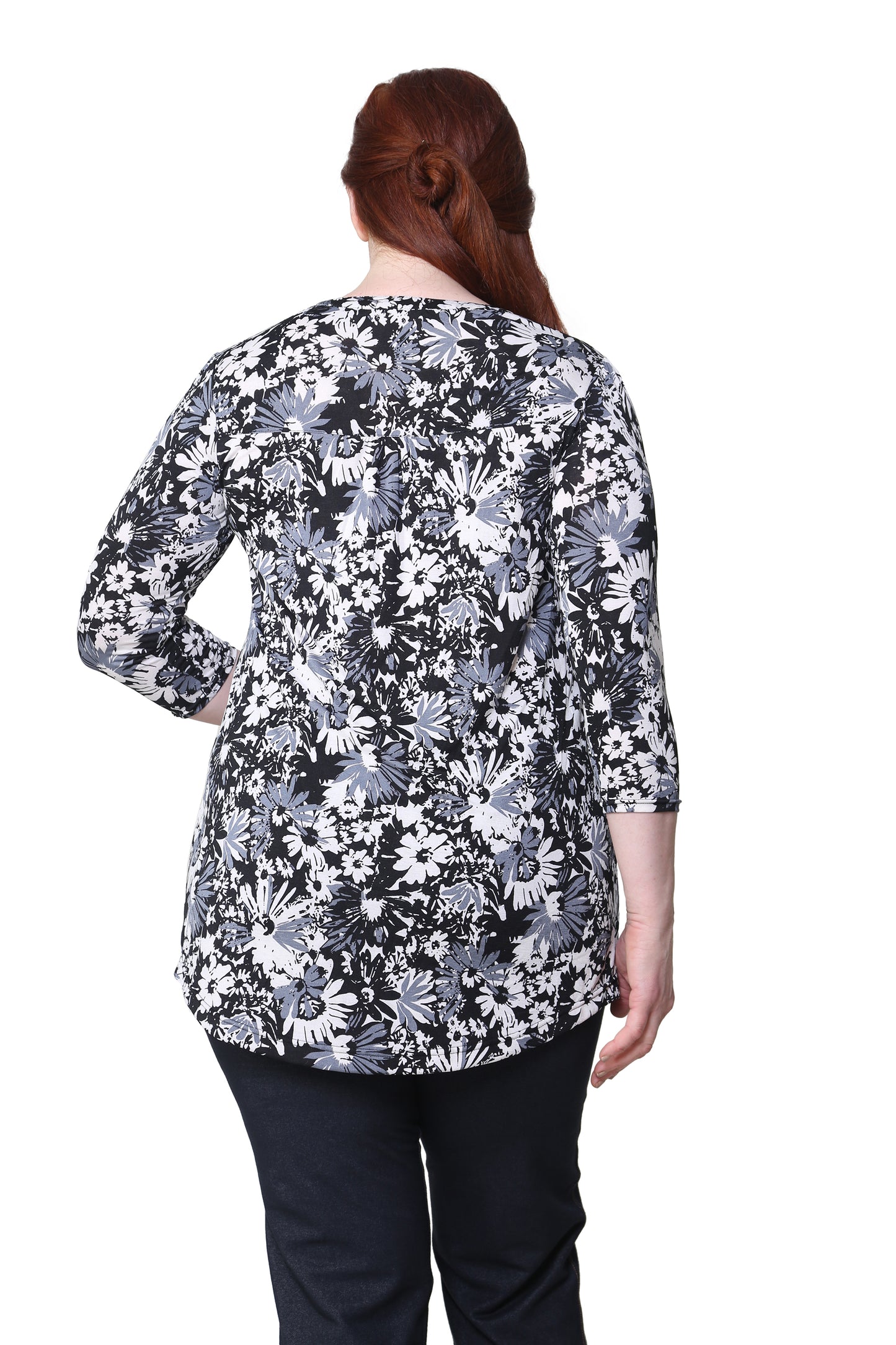 Plus Size La Cera Midnight Blooms Print Tunic - La Cera