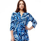 Plus Size La Cera Pleat Front Printed Tunic Tie-Dye Blue