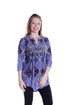 La Cera Pleat Front Printed Tunic Blue - La Cera