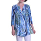 La Cera Pleat Front Printed Tunic Blue Yellow