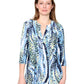La Cera Pleat Front Printed Tunic Blue Yellow