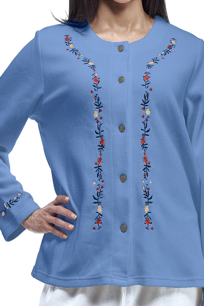 La Cera Embroidered Fleece Jacket - La Cera - 3