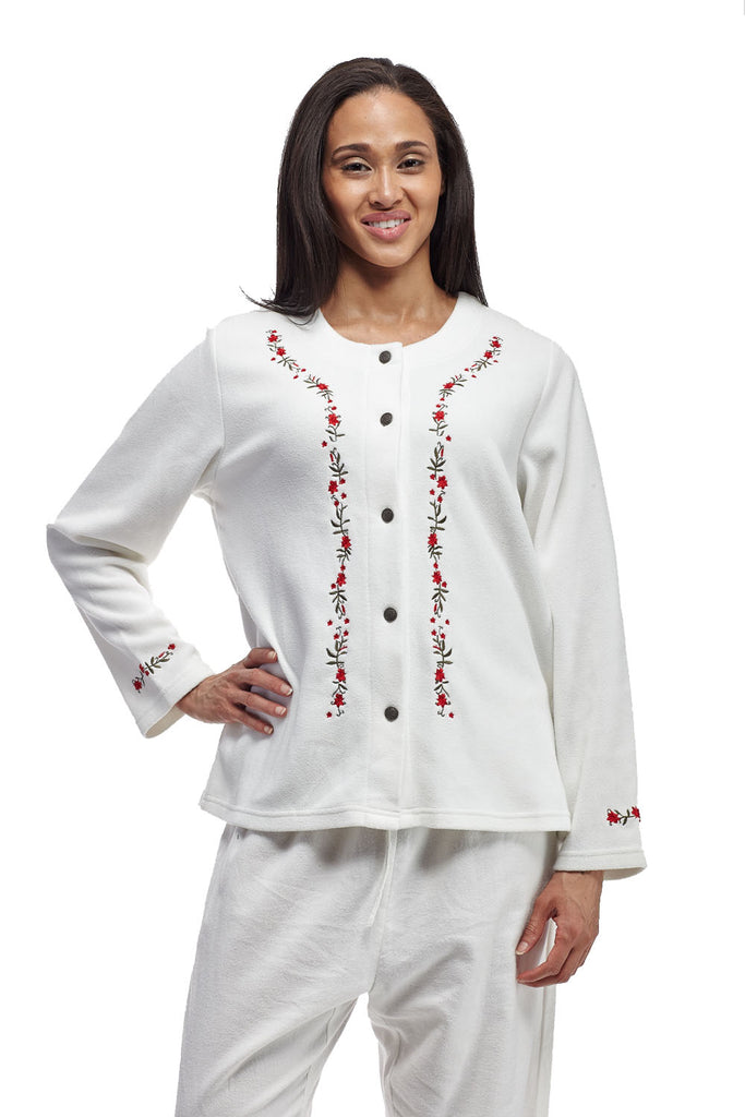 La Cera Embroidered Fleece Jacket - La Cera