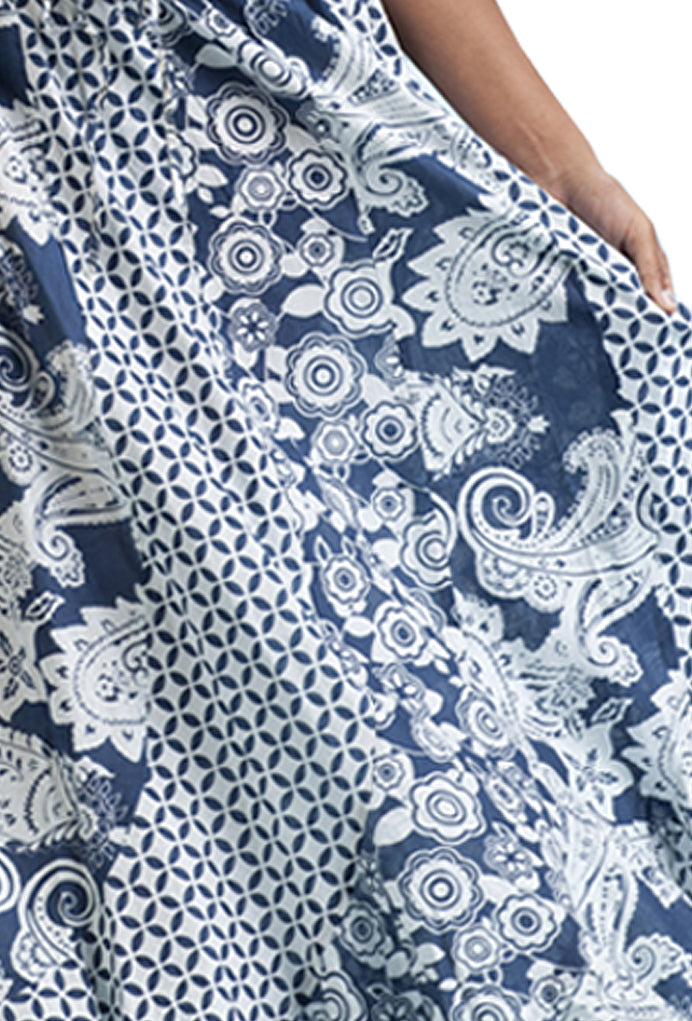 La Cera 100% Cotton Voile Mixed Printed Maxi Skirt - La Cera