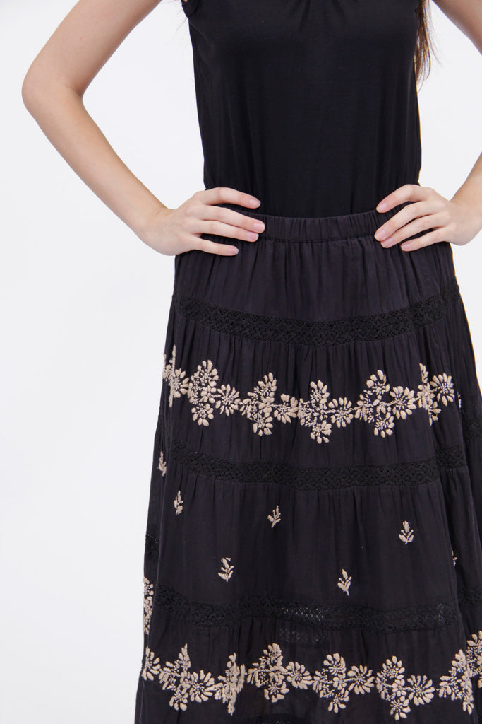 La Cera Embroidered Detail Peasant Skirt - La Cera - 4