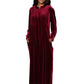 Smocked Velour Zip Front Robe - La Cera