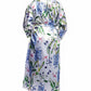 Plus Size Long Floral Lilac Satin Robe - La Cera