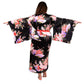 Plus Size Kimono Sleeve Floral Satin Robe - La Cera