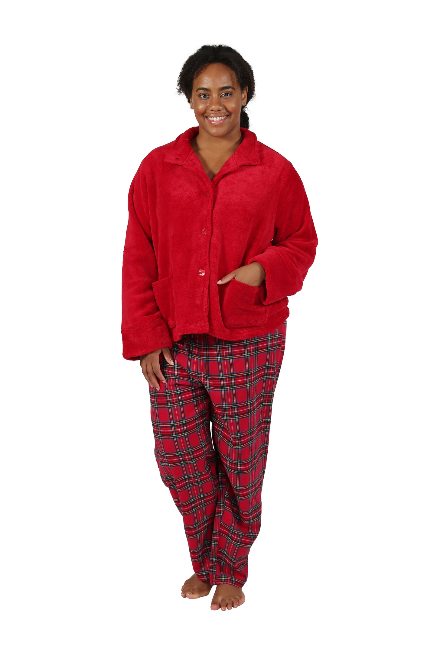 La Cera Plus Size Plush Bed Jacket - La Cera