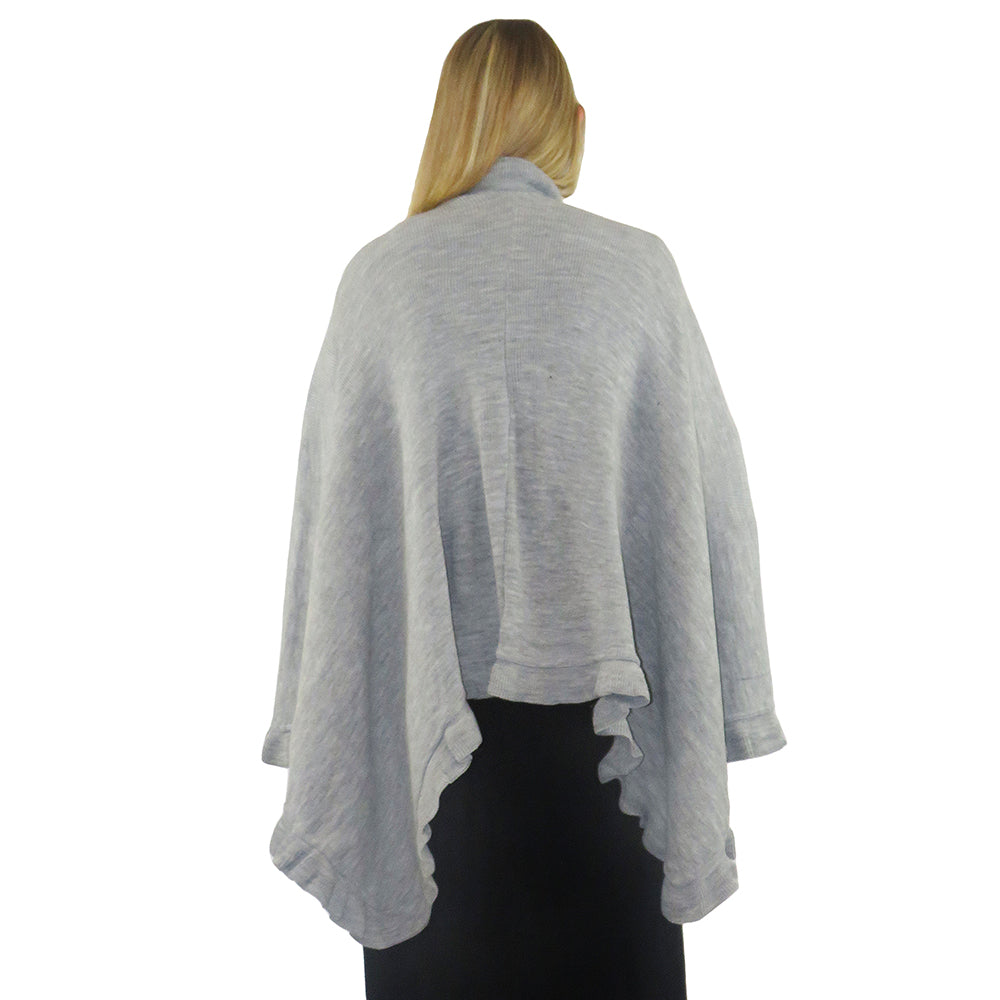 La Cera Solid Split Poncho Shawl - La Cera