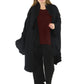 La Cera Solid Split Poncho Shawl - La Cera