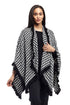 La Cera Houndstooth Split Poncho Shawl - La Cera
