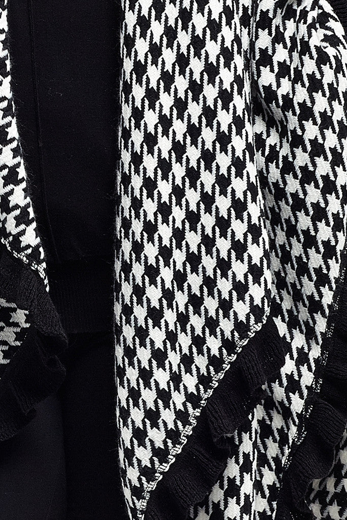 La Cera Houndstooth Split Poncho Shawl - La Cera - 2